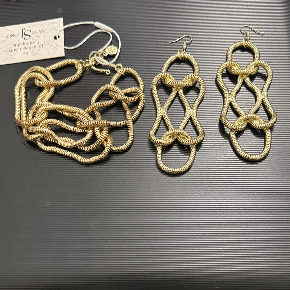 Sassy Jones Gold Bracelet and Earring Set